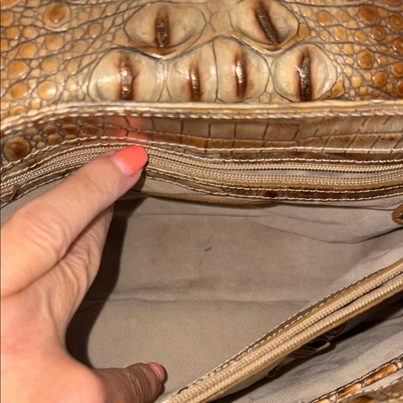Brahmin Brown Crocodile-Embossed Satchel - Picture 11 of 16